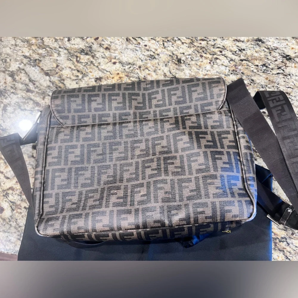 Vintage Rare Authentic Fendi Monogram Zucca Messenger Laptop Bag